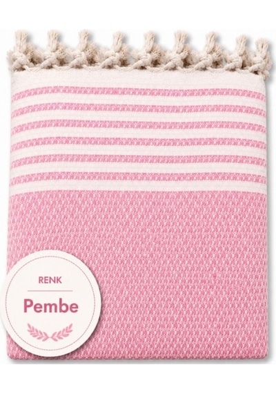 Pamuklu Kaymaz Hasır Dokuma Maxi Boy Kolları Örten Koltuk Örtüsü 180x310 - Pembe