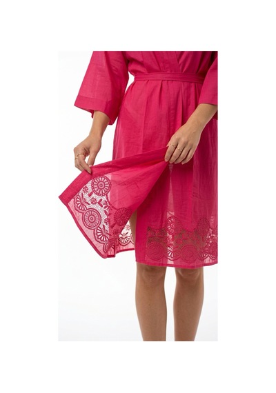 Lila Mare Nakışlı Fistolu Handmade Beachwear & Homewear Kimono Standart Bedenlere 36-44 Arası Uygundur Renkli Renkli