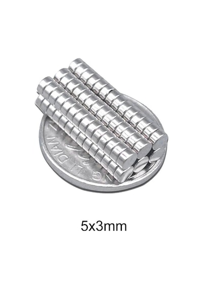 10 Adet - Yuvarlak Neodyum Mıknatıs, Çap: 5x3 Mm, Güçlü Magnet, N35 Kalite