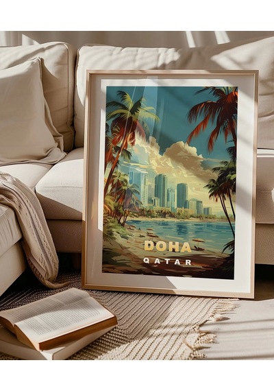 Çerçevesiz Poster Doha Şehir Manzarası
