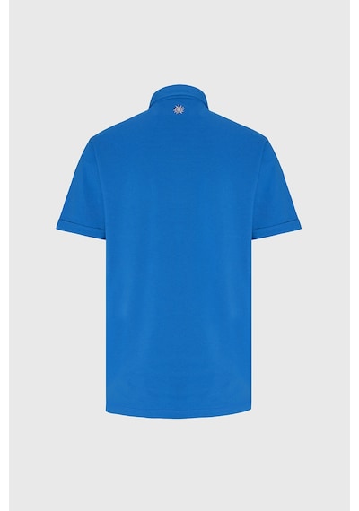 Erkek Saks Slim Fit Dar Kesim %100 Pamuk Polo Yaka Tişört Saks