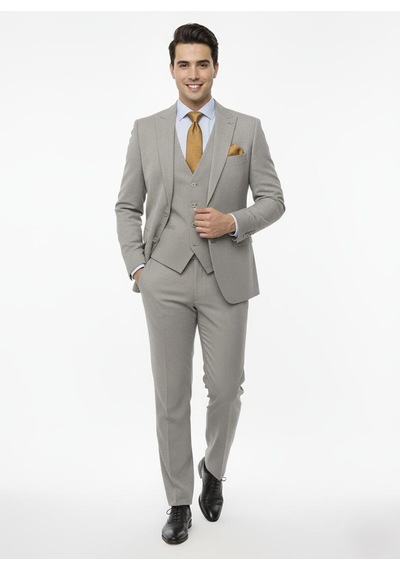 Presto Erkek Slimfit 6 Drop Yelekli Takım Elbise Gri 794-050 Gri