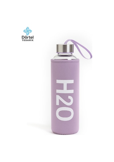 H2o Kılıflı Cam Matara 600 Ml Mor