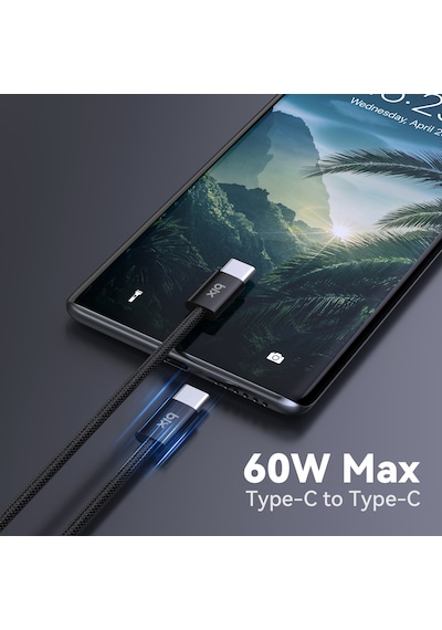 Bix BX04CC Type-c To Type-c 60w Şarj Data Kablosu 1 M Siyah