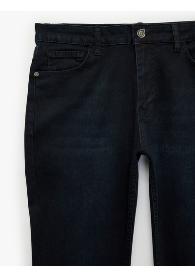 Koton Normal Bel Cepli Straight Fit Jean Pantolon - Mark Jean Koyu İndigo 7wam40372nd