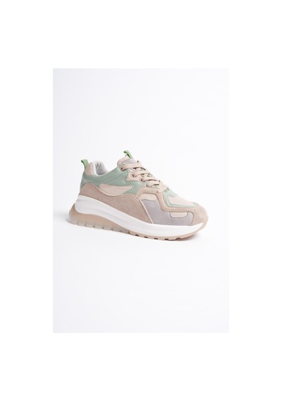 Mubiano Avira Kadın Bej Vizon Kalın Tabanlı Spor Ayakkabı Sneakers Bej