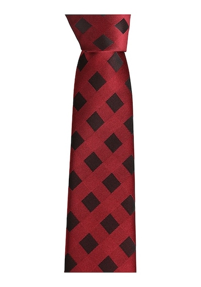 Brianze Siyah Kareli Bordo Slim Kravat SKS-3 Bordo - Siyah