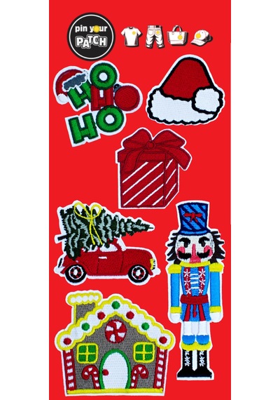 Pin Your Patch New Year Christmas Yeni Yıl Patch Set Patch Yama Seti Koyu Kırmızı