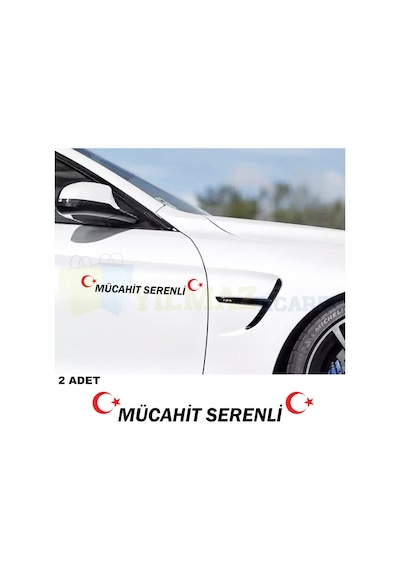 Kişiye Özel Isim Türk Bayrağı Oto Sticker Yapıştırma Etiket 2 Ad