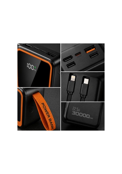 30000 Mah 22.5w Hızlı Şarj Powerbank Dijital Göstergeli Dahili Kablolu Çoklu Çıkışlı Taşınabilir Şarj Cihazı-re-ck011 Diğer