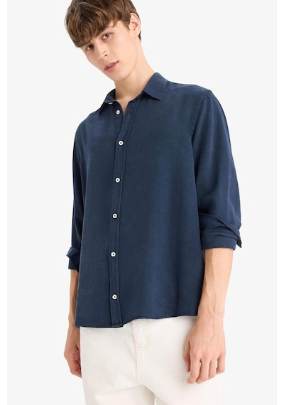 Defacto Regular Fit Twill Uzun Kollu Gömlek G0406ax25aunv175 Lacivert