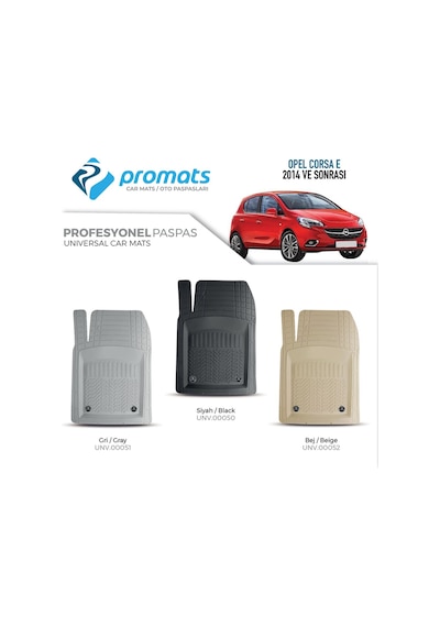 Proomats Opel Corsa E 2014 Ve Sonrası 4d Oto Paspas Profesyonel Siyah