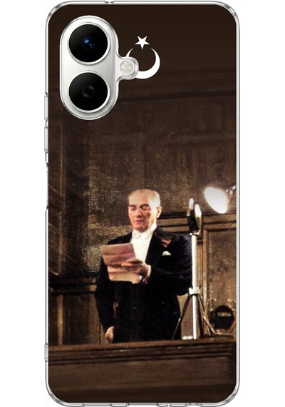 Infinix Smart 10 Uyumlu Atatürk İlk Meclis Konuşması Baskılı Silikon Kılıf Renkli