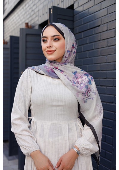 Mimiyum Ross Kraşli Şal Flowers Desen Siyah