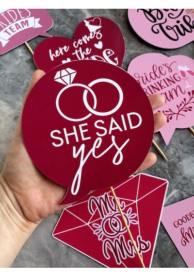 12'li Büyük Boy Bekarlığa Veda Konuşma Balonu Seti Kına Gecesi Bride To Be Bride's Team She Said Yes