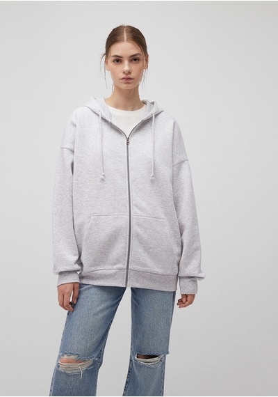 Mavi - Kapüşonlu Fermuarlı Gri Sweatshirt 1610221-80196 Gri