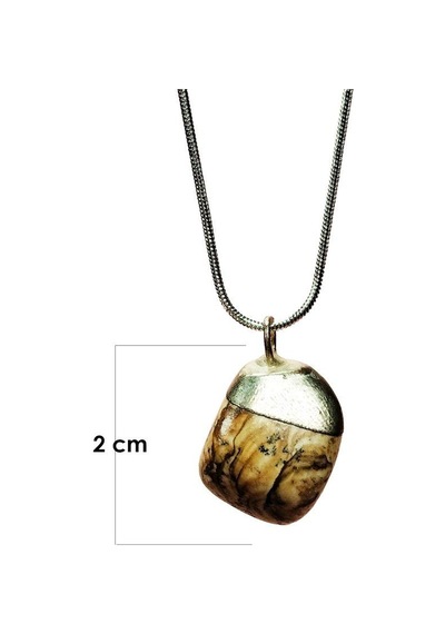 Jasper Doğal Taşı Zincirli El Yapımı Kolye Uç: 2 Cm Zincir: 20 Cm Kutulu "