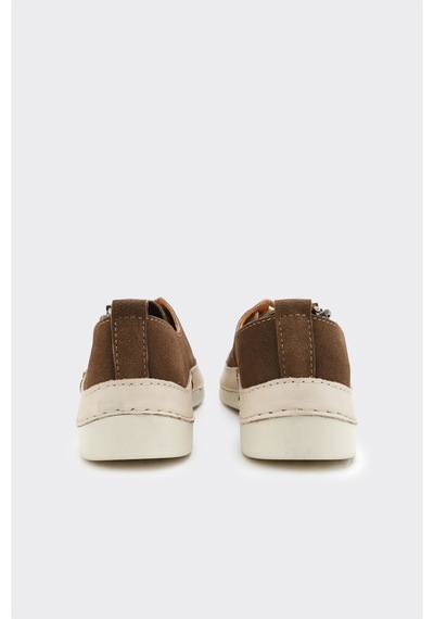 Derinet Günlük Hakiki Deri Kadın Sneaker Vizon Süet Vizon Süet