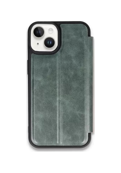 Mey İthalat Apple Uyumlu iPhone 15 Kılıf Flip Cover - Koyu Yeşil