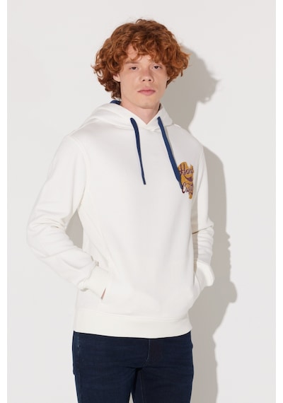 Lee Regular Fit Normal Kesim Kırık Beyaz Erkek Kapüşonlu Sweatshirt L232273102 Beyaz