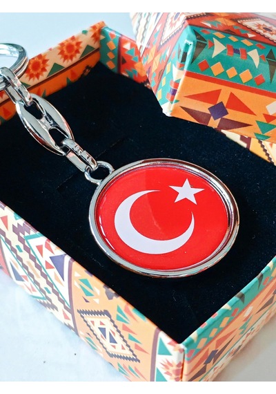 Moncuk Design Kırmızı Türk Bayraklı Metal Ve Planahtarlık