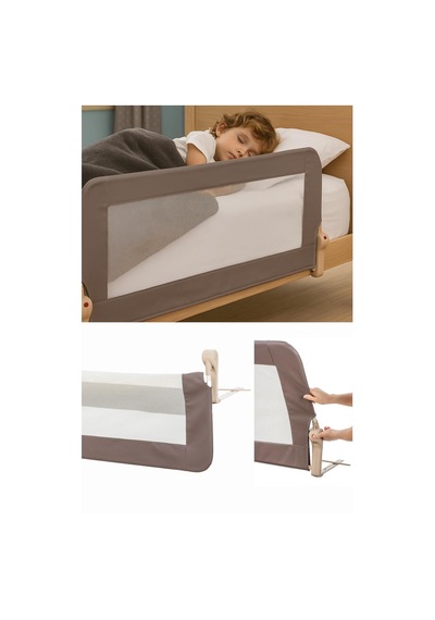 Premium 120x65 Cm Deri Kılıflı Yatak Bariyeri, Katlanır Yatak Korkuluğu, Kahve