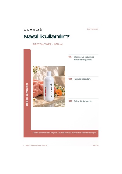 L'carlıe Babyshower Bebek Şampuanı Günlük Kullanım 400 Ml