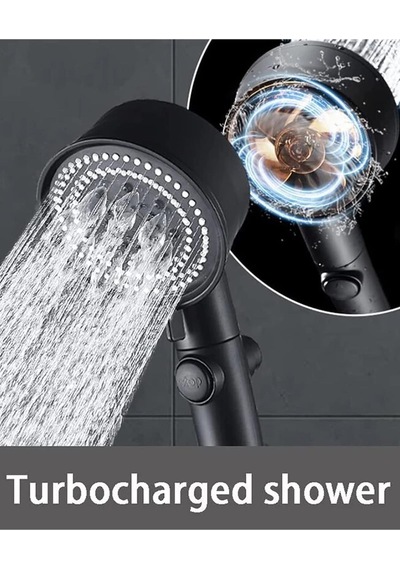 Yüksek Basınçlı Su Tasarruflu Turbo Fan Siyah 4 Modlu Filtreli Duş Başlığı