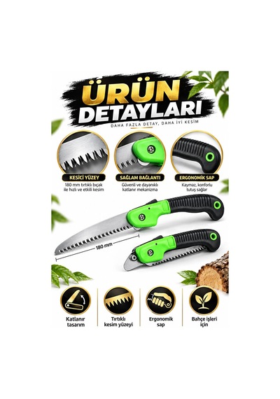 Katlanır Budama Testeresi 180 Mm Dal Kesme Testeresi
