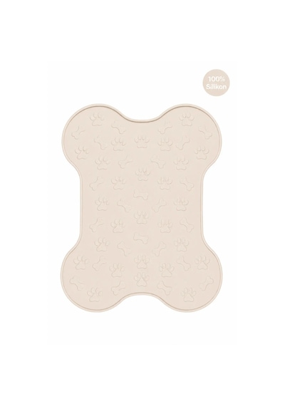 %100 Silikon Kokusuz Plastik Ve Pvc İçermez Köpek Beslenme Paspası Köpek Mama Matı-ekru