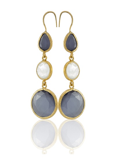 Kadir Jewellery 22 Ayar Altın Kaplama Kadın İnci Küpe -el İşçiliği Ve Hipoalerjenik Küpe Mor
