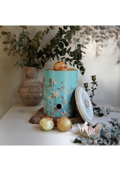 Botanica Blue Desenli Metal Soğanlık, 17.5 X 22.5 Cm, 5 Lt