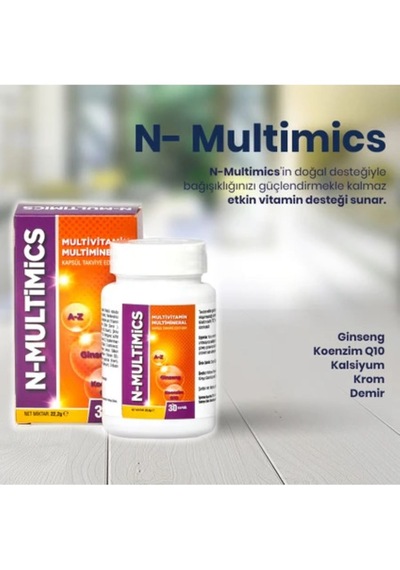 N-Multimics Multivitamin ve Multimineral İçeren Takviye Edici Gıda 30 Kapsül
