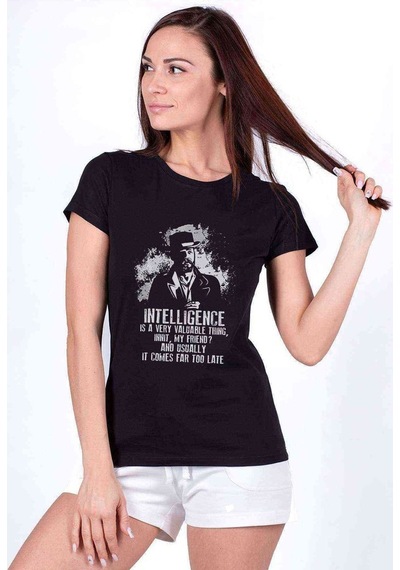 Peaky Blinders Alfie Baskılı Siyah Kadın Tshirt