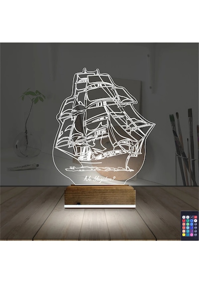 Luvivia Gemi Kaptan Kişiye Özel 3d Lamba - Masa Gece Lambası V2 Şeffaf