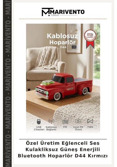 Özel Üretim Eğlenceli Ses Kulakliksuz Güneş Enerjili Bluetooth Hoparlör D44 Kırmızı