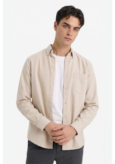 Defacto Regular Fit Gabardin Gömlek F1261ax26spbg766 Bej-bg766