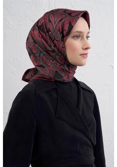 Armine Sura İpek Eşarp Siyah Pembe