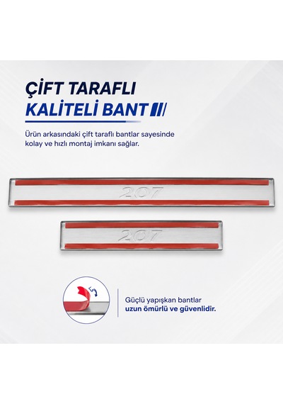Peugeot 207 Krom Kapı Eşiği Takımı 2006-2012 Paslanmaz Çelik N11.3931
