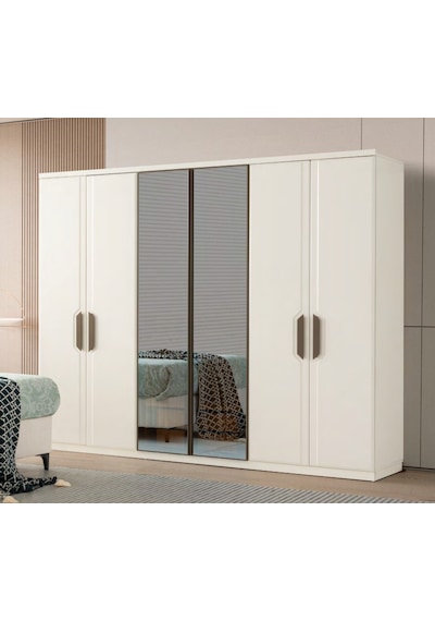 Floransa Mdf Membran 6 Kapaklı Gardırop Ve Yatak Odası Takımı Baza Hariç Başlık Dahil Beyaz Floransa Mdf Membran 6 Kapaklı Gardırop Ve Yatak Odası Takımı Baza Hariç Başlık Dahil Beyaz