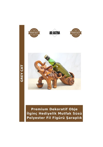 Premium Dekoratif Obje İlginç Hediyelik Mutfak Süsü Polyester Fil Figürü Şaraplık