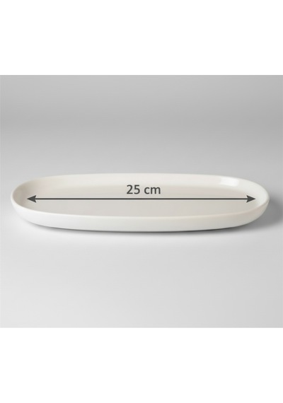 6 Kişilik Nodric Kenar Oval Kayık Salata Tabağı 25cm Krem Rengi