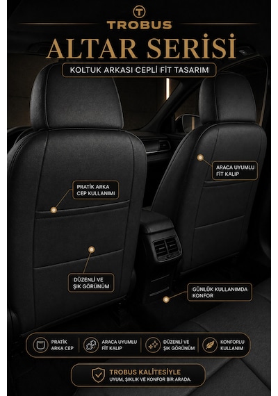 Fiat Tipo 1990-2000 Uyumlu Altar Serisi Bordo Siyah Oto Koltuk Kılıfı