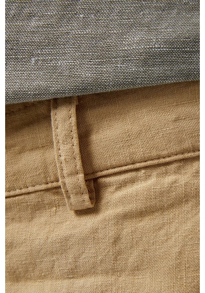 Lacoste Men's Slim Fit Linen Bermuda Shorts Beige Erkek Dar Kesim Keten Şort Bej