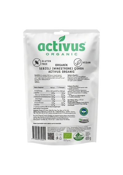 OTS Organik Organik Sebzeli Minestrone Çorbası 400 G