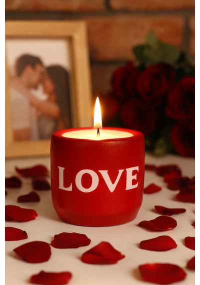 Dekoratif Kokulu Mum Love Kirmızı
