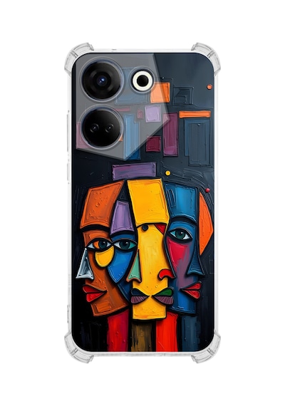 Printify Infinix Smart 8 İle Uyumlu Şeffaf Silikon Kılıf Uv Baskılı Esnek Tpu Kapak Totem Face No2