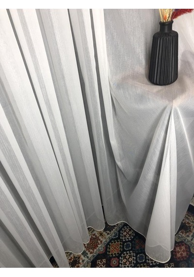 Rendecioğlutekstil Tül Perde Simli Bamboo Kumaş Ütü İstemez 1. Kalite 200 X 260 Ekru Kırık Beyaz Diğer