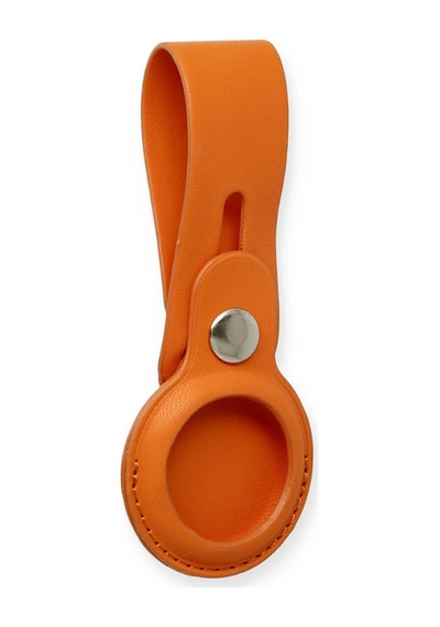 Thekey Airtag Turuncu Askılı Deri Kılıf