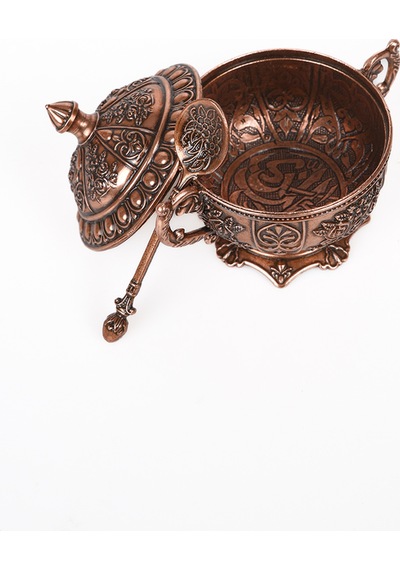 Dmt Copper Home Gaziantep Bakır Zamak Şekerlik Kase Yükseklik 11 Cm Genişlik 13 Cm& Kaşık Dahil